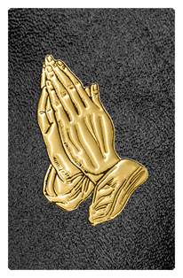 DF35T 516 GD SH BK Gold Praying Hands Shimmer Black Background